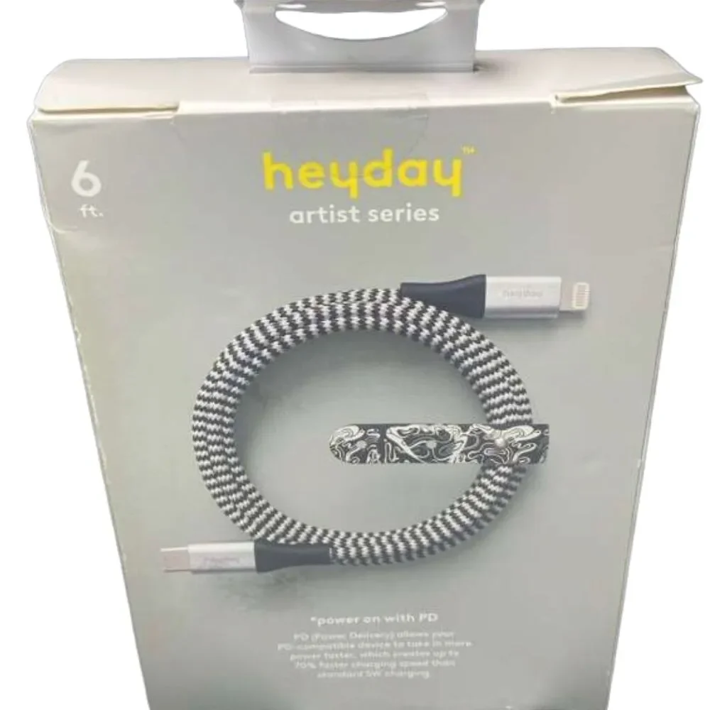 Heyday 6ft USB-C to Lightning Braided Fast Charge PD Cable MFi Certified Gray
